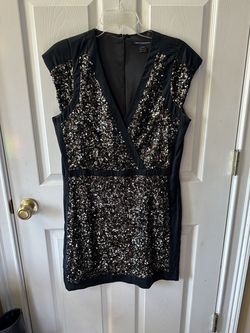 French Connection Blue Size 10 Euphoria Midi Sequined Cocktail Dress on Queenly