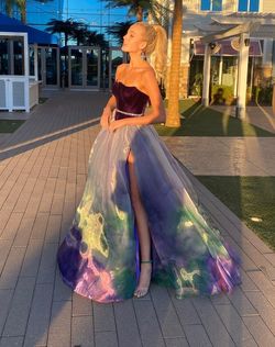 Sherri Hill Purple Size 6 Floor Length Side slit Dress on Queenly