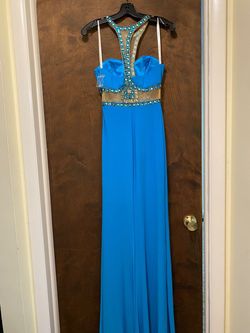 Sherri Hill Blue Size 2 Pageant Jewelled Straight Dress on Queenly