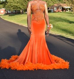 Rakiandruth Orange Size 0 Jewelled Pageant Free Shipping Train Dress on Queenly