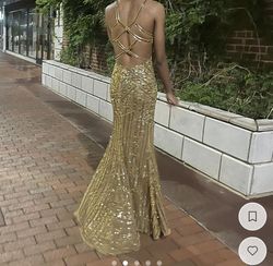 Pual Rekhi Gold Size 00 Black Tie Spaghetti Strap Plunge Fully Beaded Prom Straight Dress on Queenly