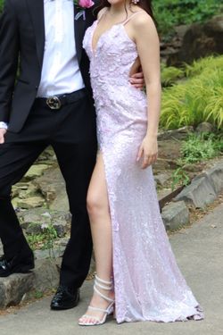 Jovani Purple Size 6 Prom Floor Length Side slit Dress on Queenly