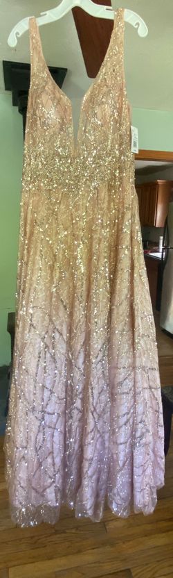 David's Bridal Light Pink Size 16 Winter Formal Prom Sorority Formal Ball gown on Queenly