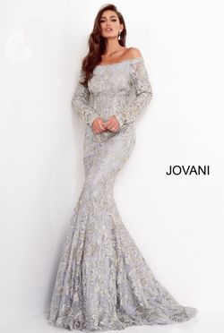 Jovani Silver Size 4 Sorority Formal Short Height Embroidery Mermaid Dress on Queenly