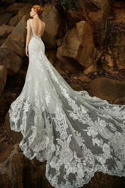 Style CW2303 Classic Cocomelody White Size 10 Tulle Train Embroidery 50 Off Mermaid Dress on Queenly