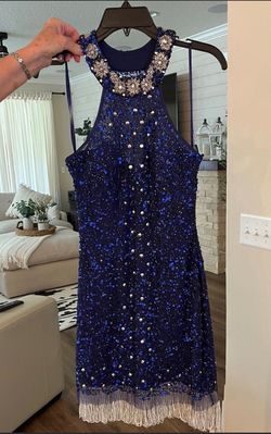 MoriLee Blue Size 6 Homecoming Midi Nightclub Cocktail Dress on Queenly