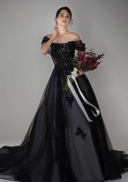 Style CW2502 Cocomelody Black Size 10 Tulle Floor Length A-line Dress on Queenly