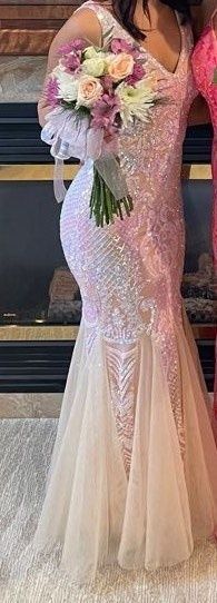 Teeze Me Multicolor Size 2 Floor Length Plunge Mermaid Dress on Queenly