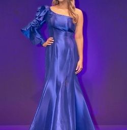 Ashley Lauren Blue Size 8 Prom Floor Length Mermaid Dress on Queenly