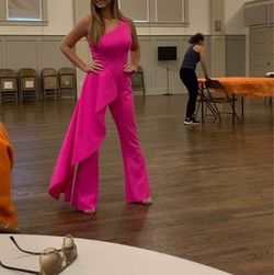 Ashley Lauren Pink Size 8 Floor Length Jumpsuit Dress on Queenly