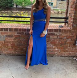 Rachel Allan Blue Size 4 Prom Floor Length Pageant Straight Dress on Queenly