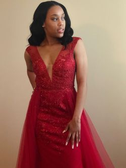 Jovani Red Size 8 Prom Train Dress on Queenly
