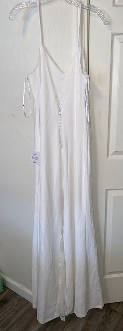 Lulus White Size 16 Bachelorette Floor Length Spaghetti Strap Plus Size Straight Dress on Queenly