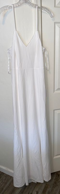 Lulus White Size 16 Bachelorette Floor Length Spaghetti Strap Plus Size Straight Dress on Queenly