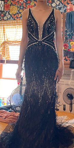 Jovani Black Size 0 Pageant Sorority Formal Mermaid Dress on Queenly