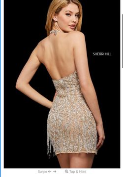 Sherri Hill Silver Size 10 Homecoming Jewelled Sorority Formal Euphoria Cocktail Dress on Queenly