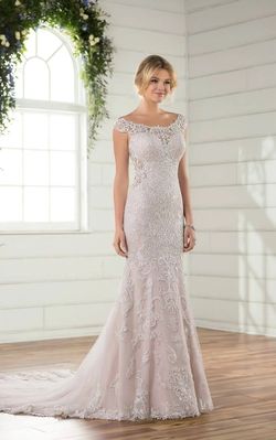 Style 2322 Essence of Australia Nude Size 16 Tulle Floor Length Plus Size Mermaid Dress on Queenly