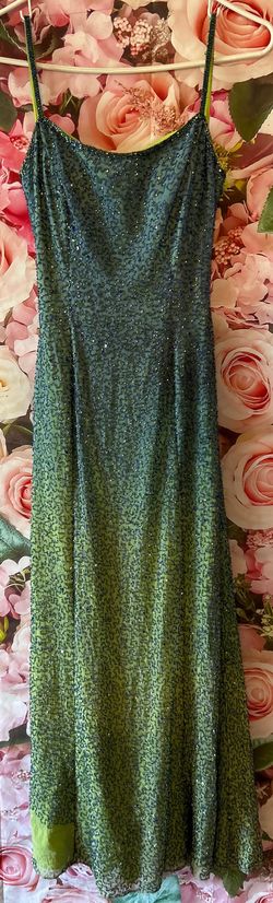 Cache Light Green Size 0 Floor Length Sequined Spaghetti Strap A-line Dress on Queenly