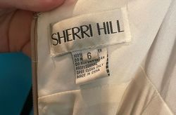 Sherri Hill Nude Size 6 Asymmetrical Embroidery Prom Floor Length Sorority Formal Side slit Dress on Queenly
