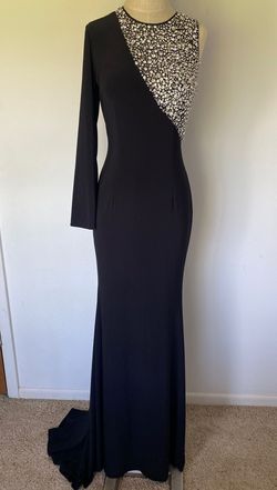 Ashley Lauren Black Size 10 Prom Military Beaded Top Jewelled Straight Dress on Queenly