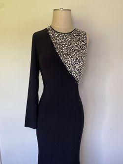 Ashley Lauren Black Size 10 Prom Military Beaded Top Jewelled Straight Dress on Queenly