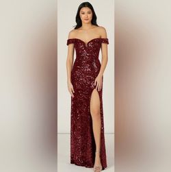 Morgan and Co Red Size 8 Medium Height Prom Side slit Dress on Queenly