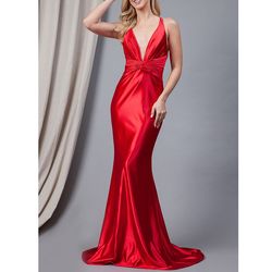 Amelia Couture Red Size 8 Sorority Formal Plunge Mermaid Dress on Queenly