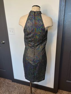 Johnathan Kayne Black Size 10 Free Shipping High Neck Homecoming Sequined Cocktail Dress on Queenly