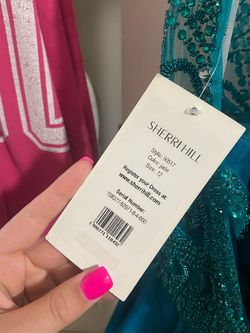 Sherri Hill Blue Size 12 Sorority Formal Teal Euphoria Plus Size Cocktail Dress on Queenly