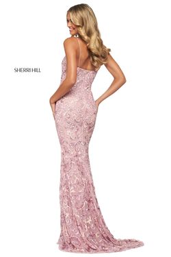 Sherri Hill Light Pink Size 2 Pattern Side slit Dress on Queenly