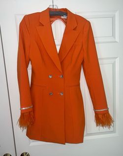 Miss Circle Orange Size 8 Long Sleeve Graduation Euphoria Cocktail Dress on Queenly