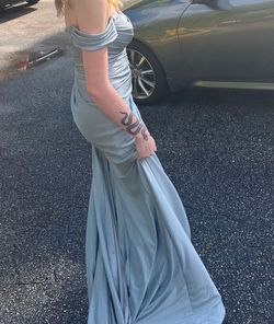 Cinderella Divine Blue Size 4 Wedding Guest Prom Side slit Dress on Queenly