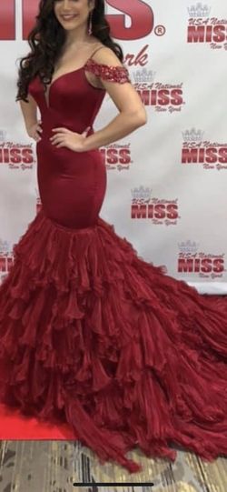 Sherri Hill Red Size 6 Floor Length Pageant Mermaid Dress on Queenly