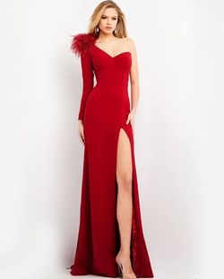 Jovani Red Size 6 Black Tie Floor Length Straight Dress on Queenly