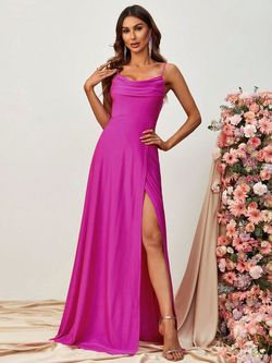 Style FSWD0913 Faeriesty Pink Size 12 Spaghetti Strap Tall Height Jersey Side slit Dress on Queenly