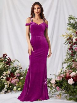 Style FSWD0732 Faeriesty Purple Size 12 Floor Length Military Spandex Polyester Mermaid Dress on Queenly