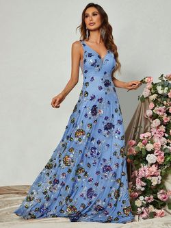 Style FSWD0844 Faeriesty Blue Size 8 Floor Length Jersey Tall Height A-line Dress on Queenly