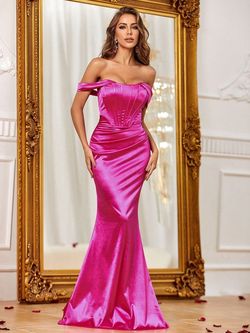 Style FSWD0302 Faeriesty Hot Pink Size 4 Satin Spandex Jersey Mermaid Dress on Queenly