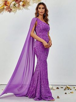 Style FSWD0421 Faeriesty Purple Size 4 Prom Military Floor Length Straight Dress on Queenly