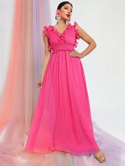 Style FSWD8069 Faeriesty Pink Size 4 Jersey Tall Height Floor Length A-line Dress on Queenly