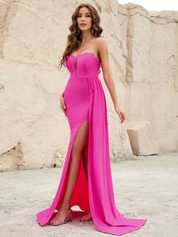 Style FSWD1315 Faeriesty Hot Pink Size 0 Polyester Satin Straight Dress on Queenly