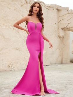 Style FSWD1315 Faeriesty Hot Pink Size 4 Polyester Satin Straight Dress on Queenly