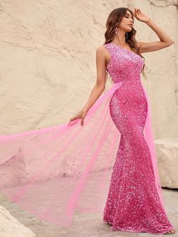 Style FSWD0437 Faeriesty Pink Size 12 One Shoulder Mermaid Dress on Queenly