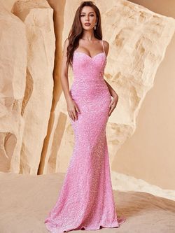 Style FSWD0550 Faeriesty Pink Size 0 Spaghetti Strap Tall Height Polyester Mermaid Dress on Queenly