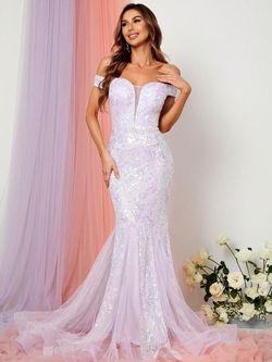 Style FSWD1174 Faeriesty White Size 16 Floor Length Jersey Tall Height Sequined Mermaid Dress on Queenly