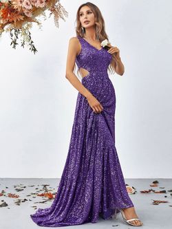 Style FSWD0863 Faeriesty Purple Size 12 V Neck Plus Size Floor Length A-line Dress on Queenly