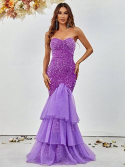Style FSWD0371 Faeriesty Purple Size 8 Polyester Sequined Mermaid Dress on Queenly