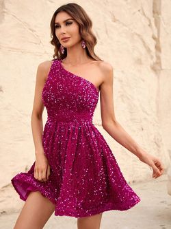 Style FSWD0529 Faeriesty Pink Size 12 Plus Size Jersey Sequined Cocktail Dress on Queenly