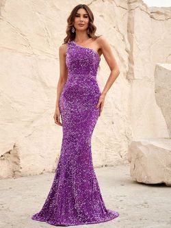 Style FSWD0533 Faeriesty Purple Size 8 Tall Height Sequined Straight Dress on Queenly