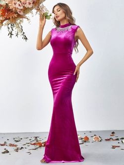 Style FSWD0897 Faeriesty Pink Size 0 Velvet Straight Dress on Queenly